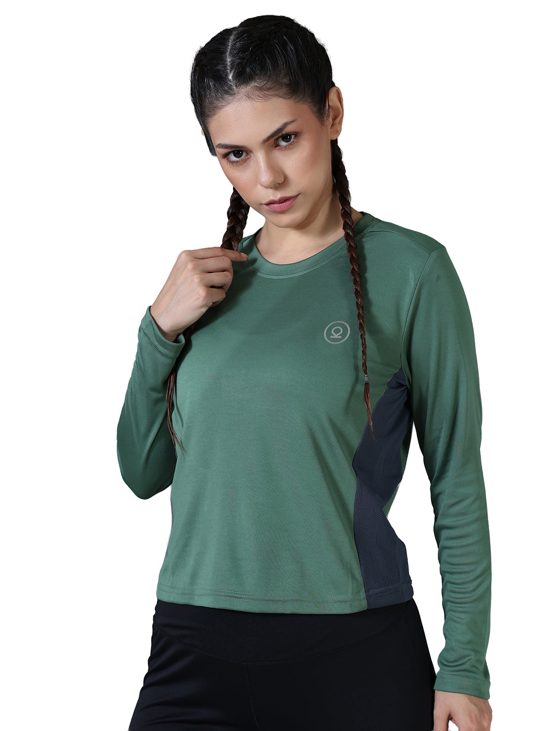 Women's Full Sleeves Gym Sports T-Shirt Green