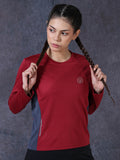 Women's Full Sleeves Gym Sports T-Shirt Maroon