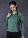 Women's Full Sleeves Gym Sports T-Shirt Green