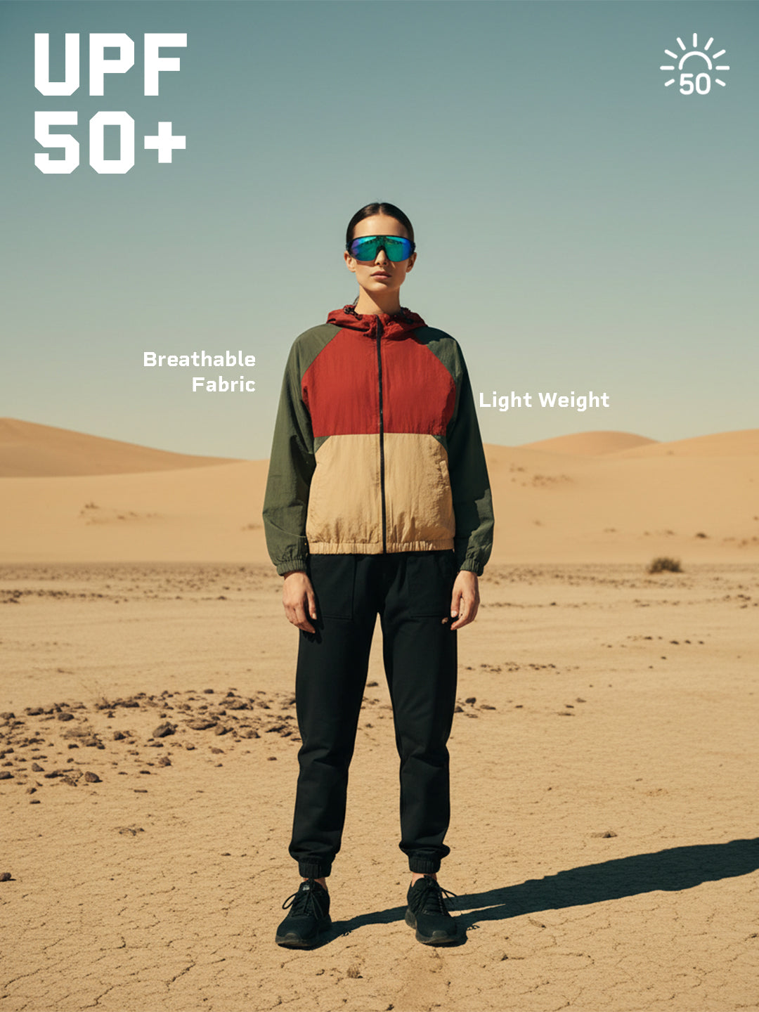 Women’s Lightweight UPF 50+ Sun Protection Summer Jacket Rust Beige Olive