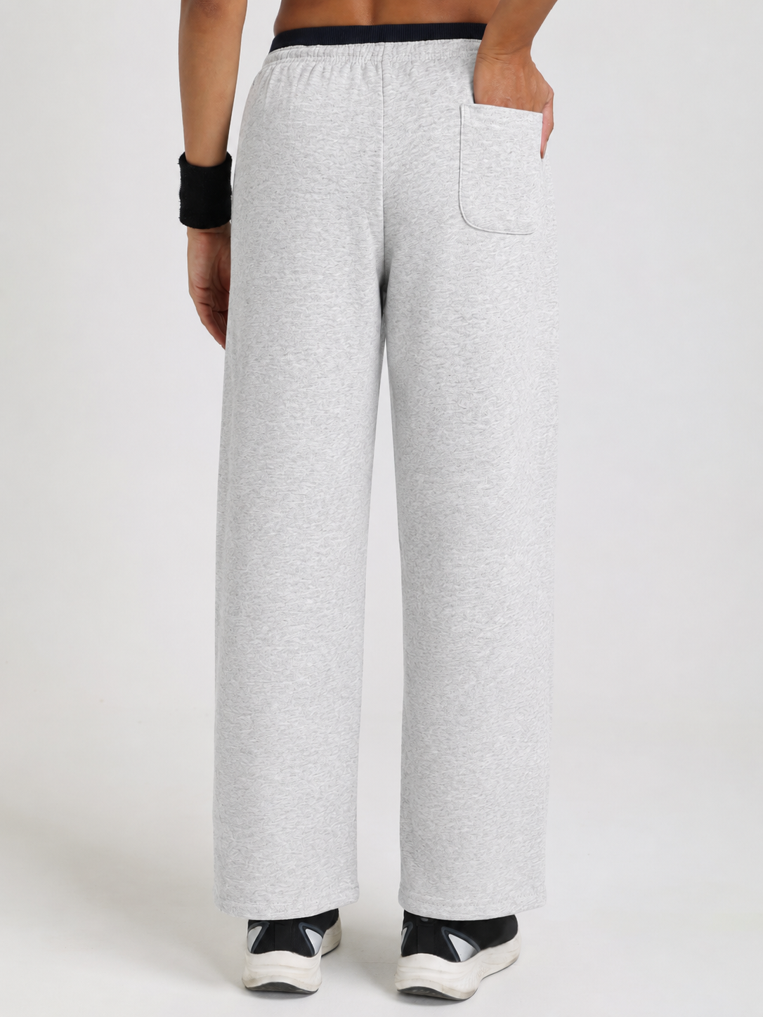 Women Relaxed Fit Wide Leg Trackpants Light Grey