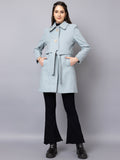 Women Belted Single Breasted Wool Trench Coat