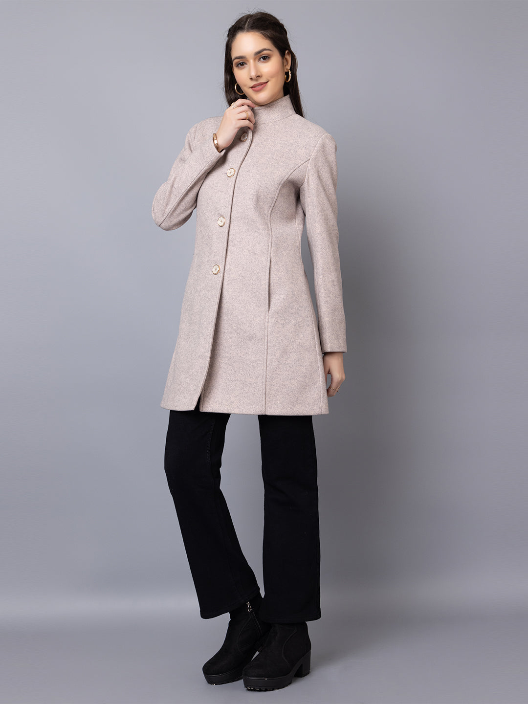 Women Single-Breasted Wool Overcoat