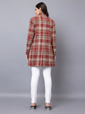 Women Checked Single Breasted Wool Overcoat