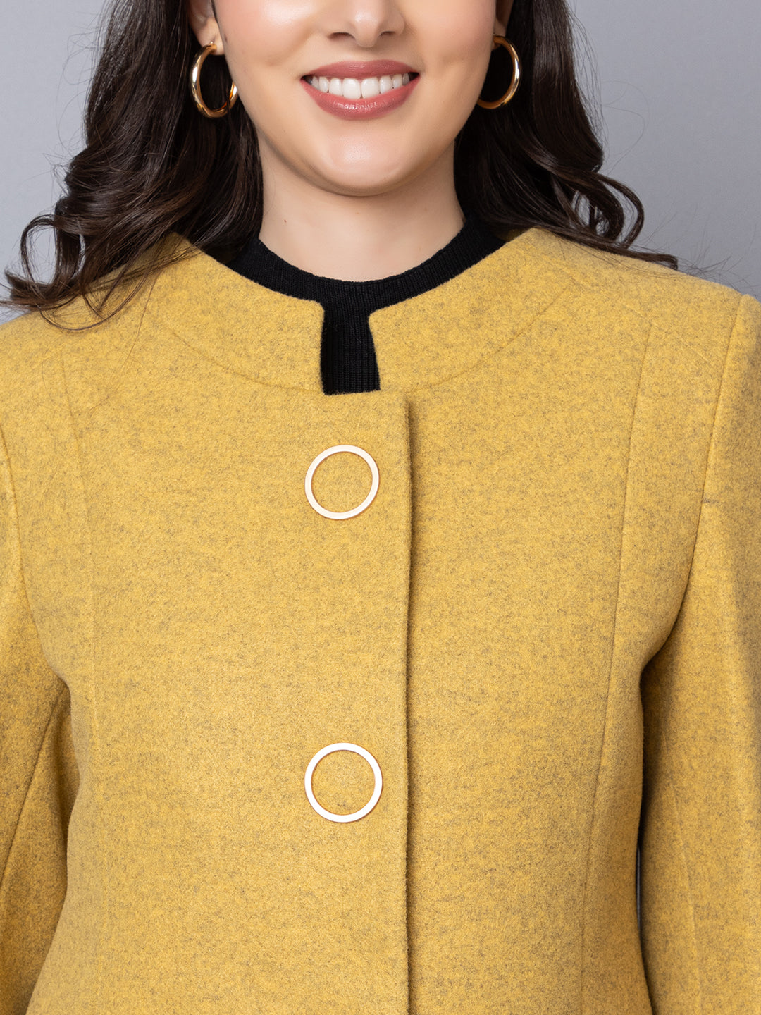 Women Single Breasted Mandarin Collar Overcoat