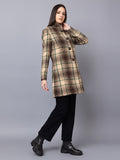 Women Checked Single-Breasted Wool Overcoat