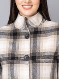 Women Checked Single-Breasted Woollen Overcoat