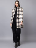 Women Checked Single-Breasted Woollen Overcoat