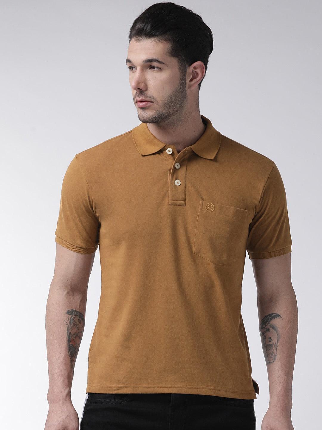 Men's Gold Brown Half Sleeves Polo T-shirt