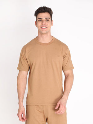 Men's Camel Half Sleeves T-shirt