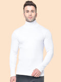 Men White Regular Fit Turtle Neck Winter T-shirt | CHKOKKO