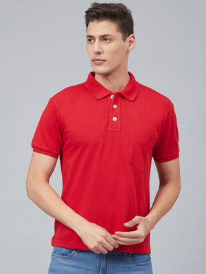 Men's Red Half Sleeves Polo T-shirt