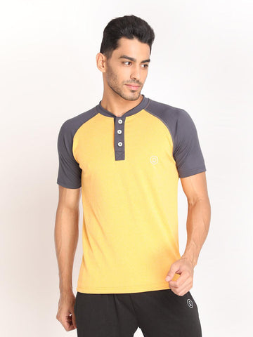 Men's Mustard Dark Grey Gym T-shirt