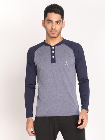 Men's Blue Melange Navy full SleevesT-shirt