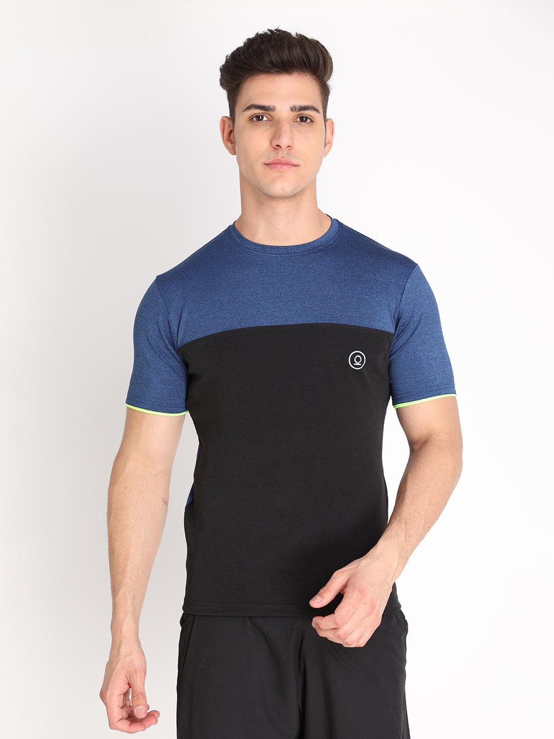 Men's Royal Blue Black Neon Gym T-shirt