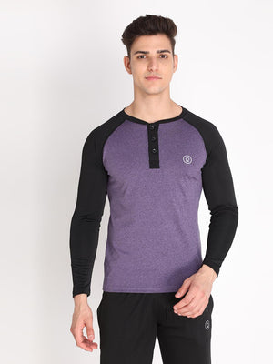 Men's Purple Black Full Sleeves T-shirt