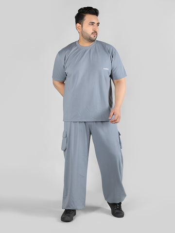 Men's Slate Grey Plus Size Co-Ord Set | CHKOKKO