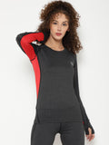 Women's Anthra Red Full Sleeves Gym T-shirt | CHKOKKO