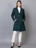 Women Notched Lapel Collar Woolen Winter Single Breasted Overcoat