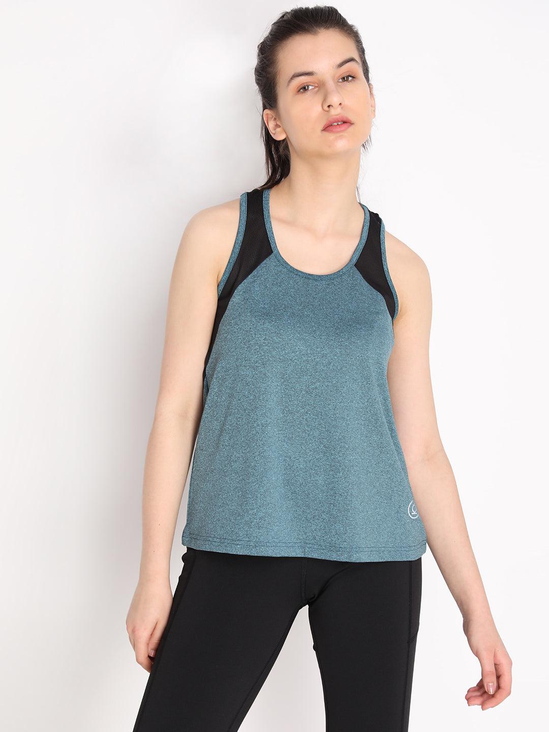 Women's P Green Sleeveless Sports Tanktop | CHKOKKO