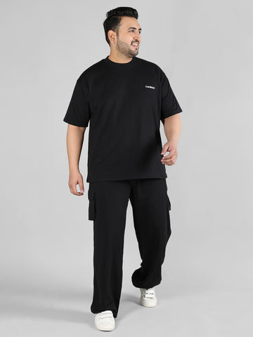 Men's Black Plus Size Co-Ord Set | CHKOKKO