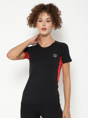 Women's Black Red GYm T-shirt | CHKOKKO