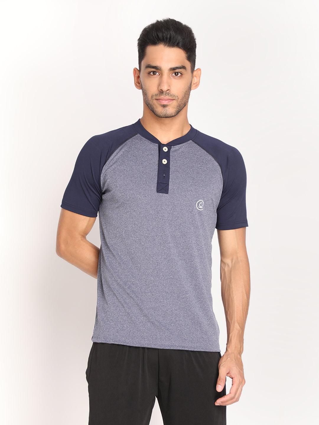 Men's Blue Melange Navy Gym T-shirt