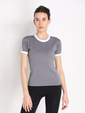 Women's Light Grey Gym Training T-shirt | CHKOKKO