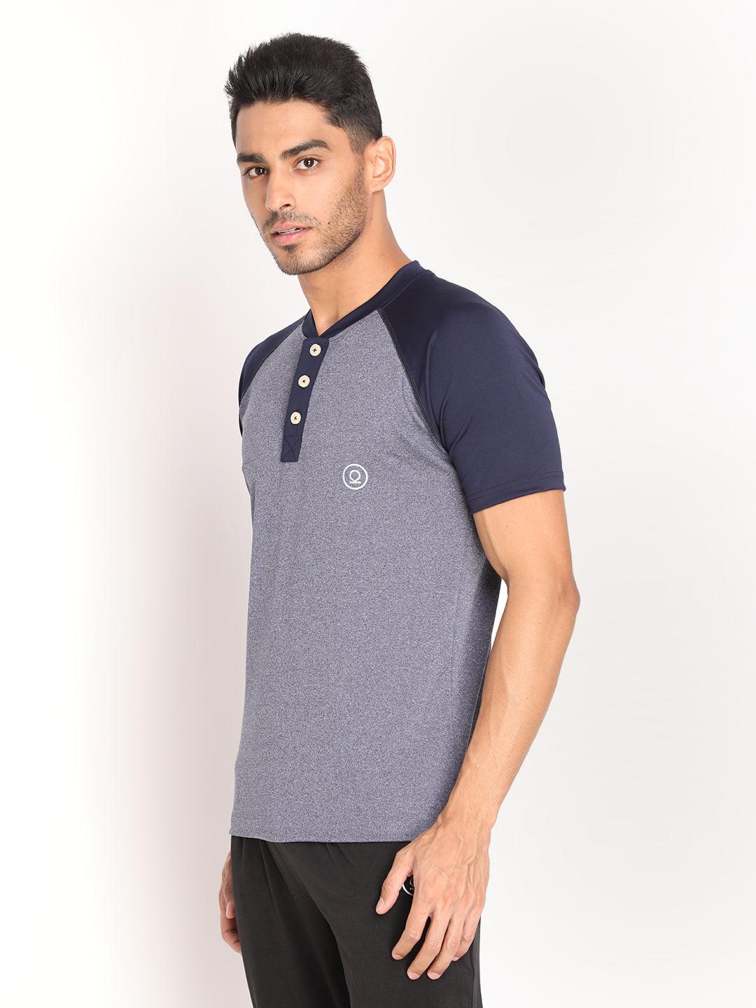Men's Blue Melange Navy Gym T-shirt
