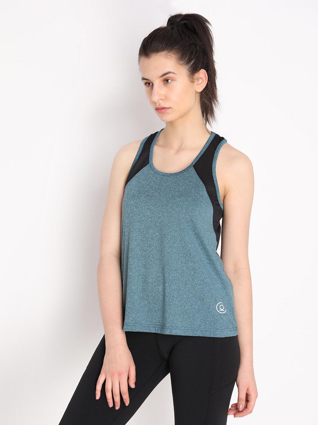 Women's P Green Sleeveless Sports Tanktop | CHKOKKO