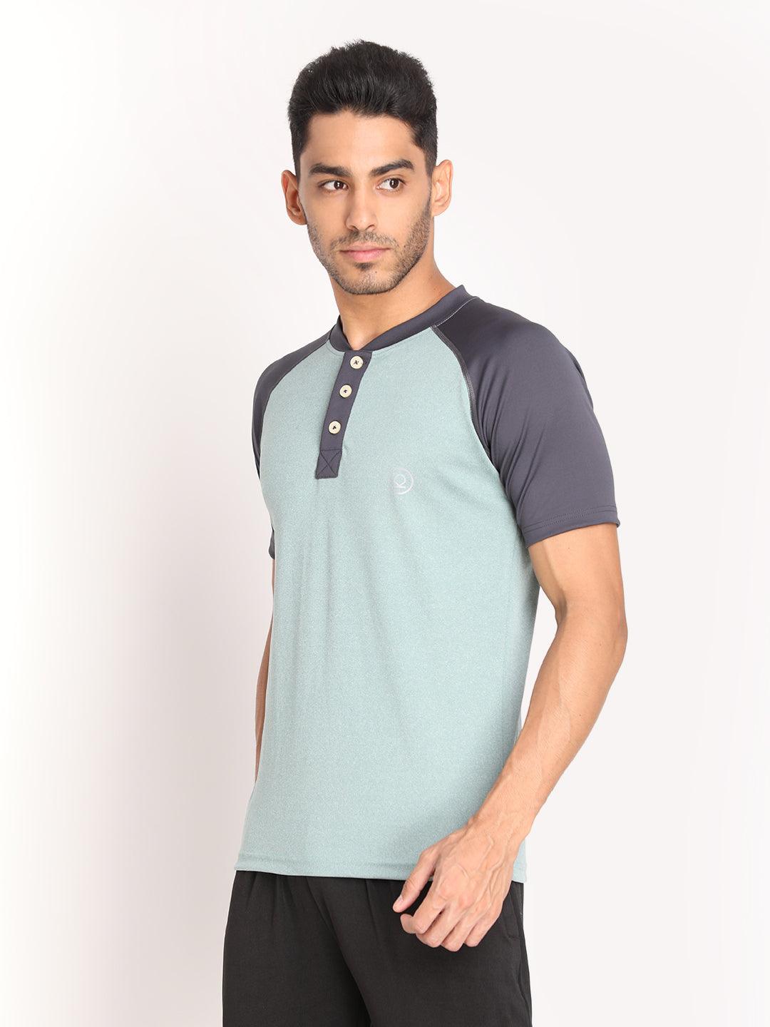 Men's Sea Green Dark Grey GymT-shirt