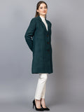 Women Notched Lapel Collar Woolen Winter Single Breasted Overcoat