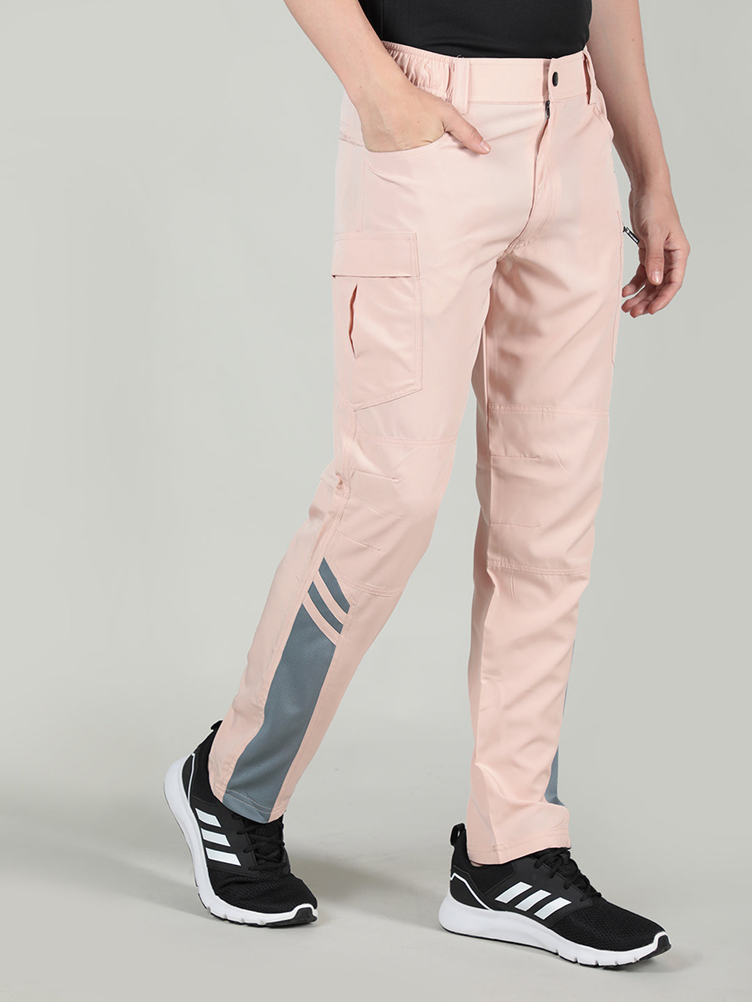 Men Peach Grey Everyday Active Trouser