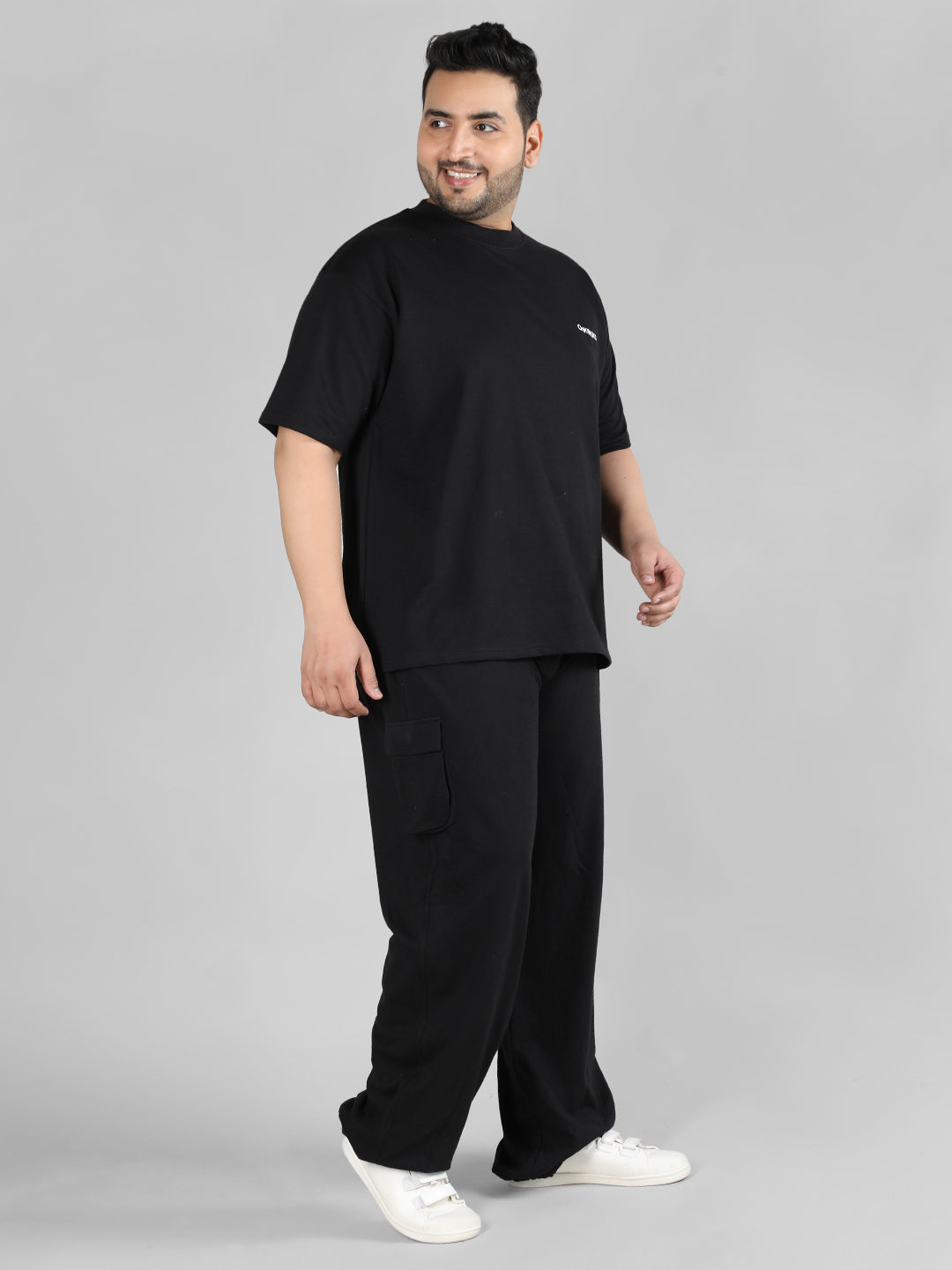 Men's Black Plus Size Co-Ord Set | CHKOKKO