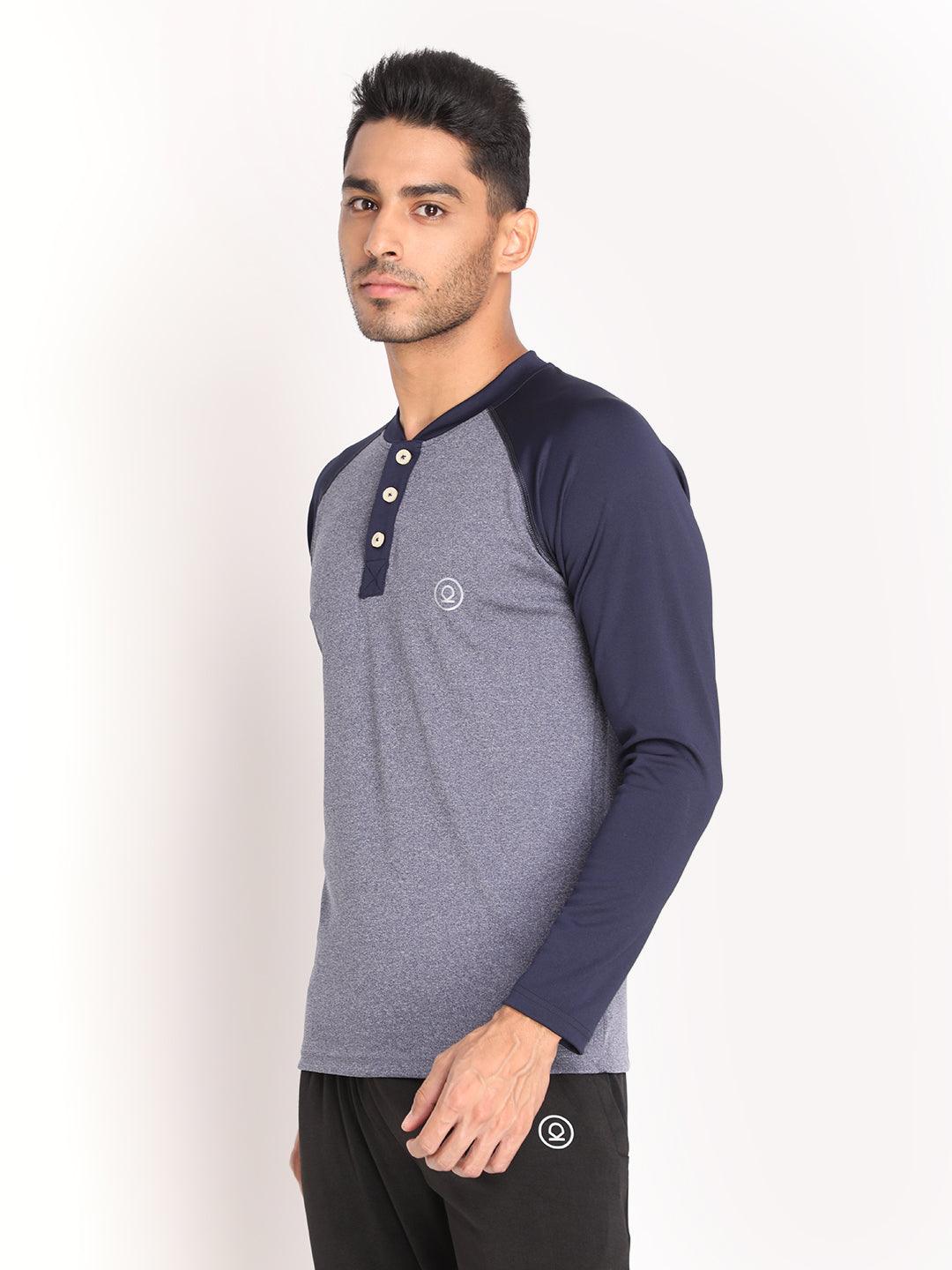 Men's Blue Melange Navy full SleevesT-shirt