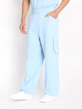 Men Blue Relaxed Fit Baggy Trackpants | CHKOKKO