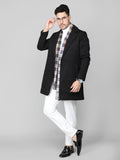 Men Lapel Collar Woolen Tweed Overcoat