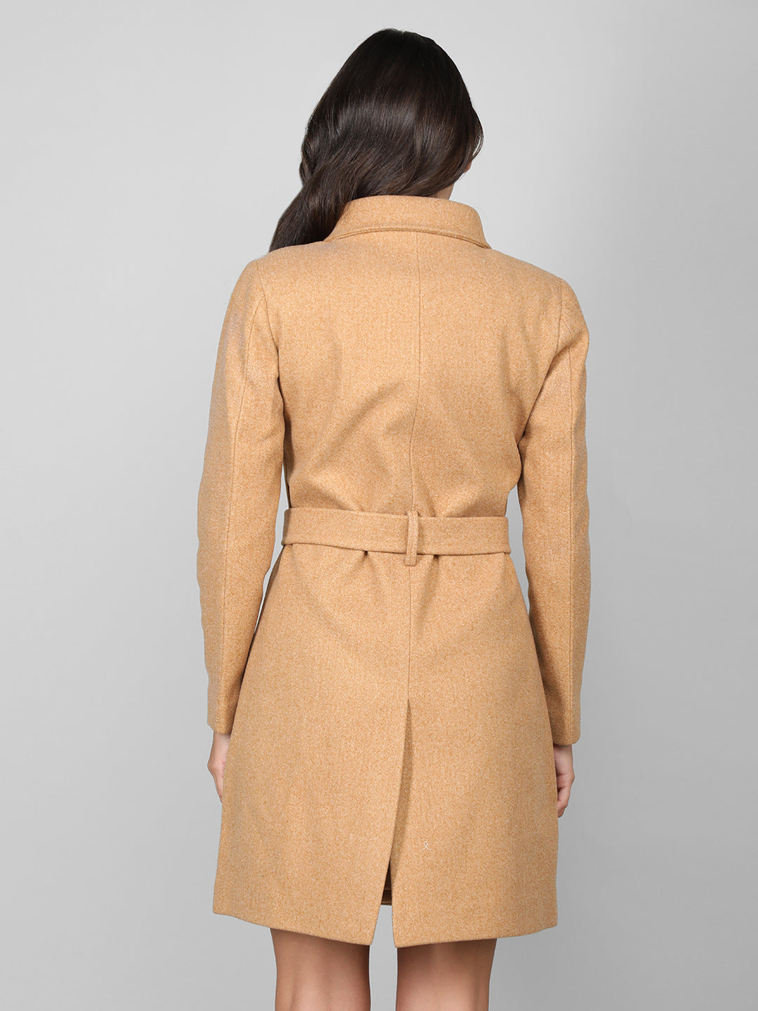 Women Belted Single Breasted Wool Trench Coat