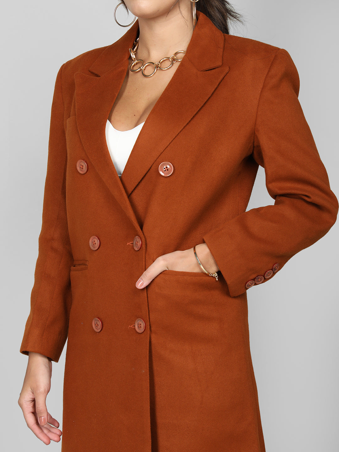Women Double-Breasted Wool Overcoat