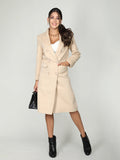 Women Cuban Collar Double Breasted Wool Overcoat