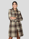 Women Checked Single Breasted Wool Overcoat