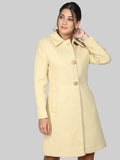 Women Spread Collar Single-Breasted Wool Overcoat