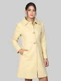Women Spread Collar Single-Breasted Wool Overcoat