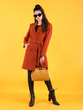 Women Rust Solid Winter Coats