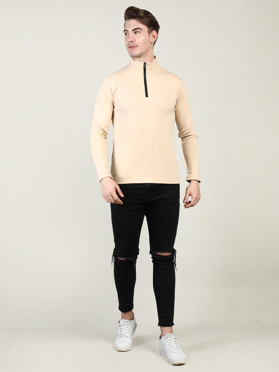 Men's Regular Fit High Neck Zipper T-Shirt | CHKOKKO - Chkokko