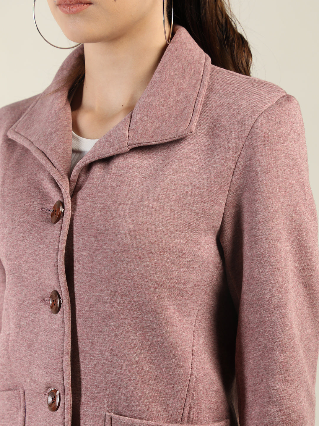 Women Pink Solid Coats