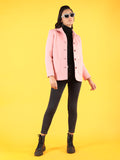 Women Pink Solid Fleece Winter Wear Overcoat