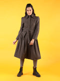 Women Spread Collar, Long Sleeves Woolen Winter Trench coat