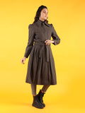 Women Spread Collar, Long Sleeves Woolen Winter Trench coat