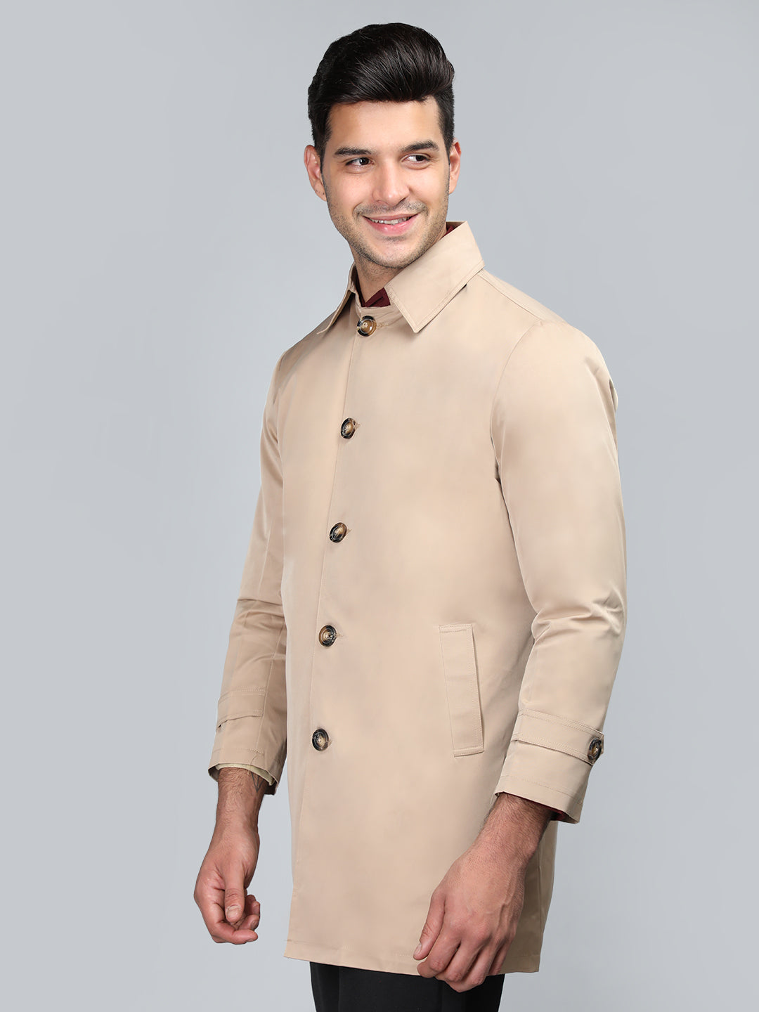 chkokko Men Single Breasted Coat